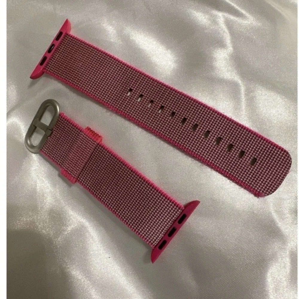 Pink Tan Woven Nylon Watch Band Sport Strap Apple Watch Women 38/40/41mm Chic 16